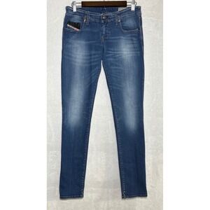 Diesel Grupee Womens Jeans 29 (30x32) Blue Denim Super Slim Skinny Low Rise